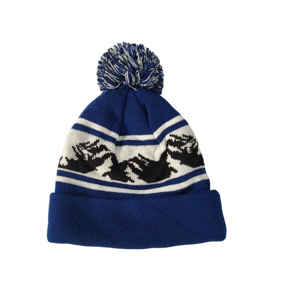 Colorado AvalanchePom Beanie Winter Hat Mountain Eagle Knit Cap Blue White - Picture 3 of 5
